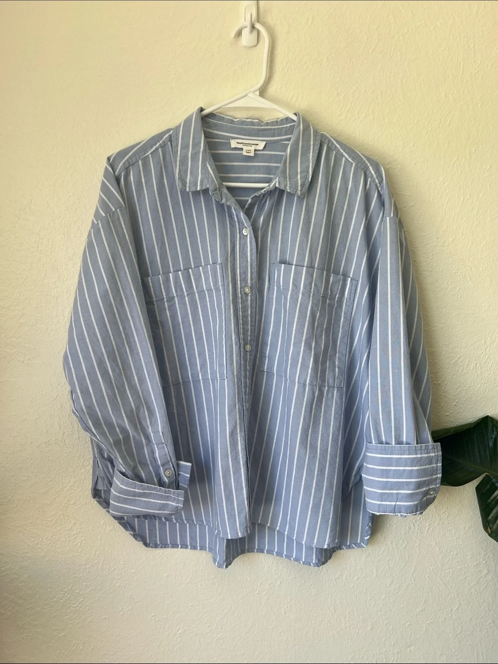 Women’s Blue & White Striped Button-Down Shirt Coastal, Office Chic, casual - Picture 3 of 7